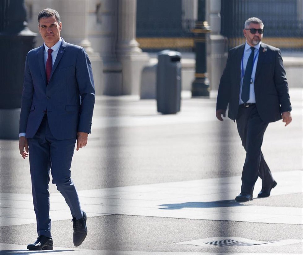 El presidente del Gobierno, Pedro Sánchez, a su llegada a la inauguración de la Presidencia española del Consejo de la Unión Europea, a 3 de julio de 2023, en Madrid (España).