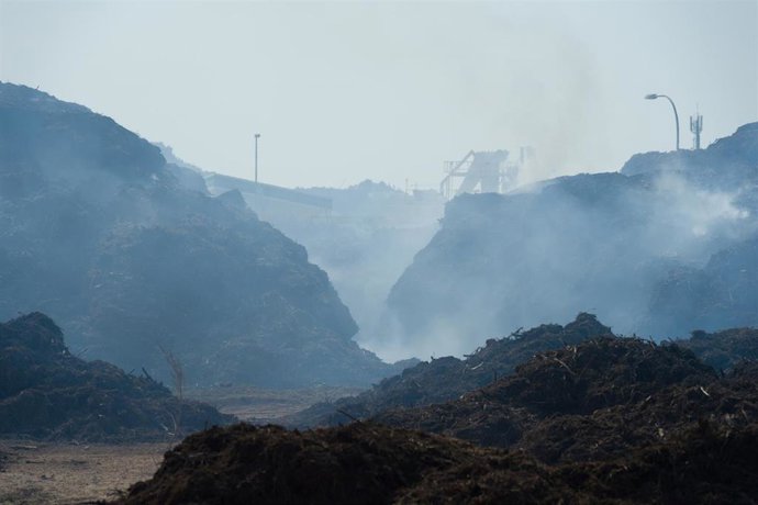 Incendio de la planta de biomasa de Sant Rafel, a 27 de junio de 2023, en Ibiza, Baleares (España).