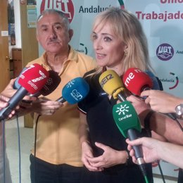 El secretario general de UGT, Pepe Álvarez, y la hasta ahora secretaria general de UGT-A, Carmen Castilla.