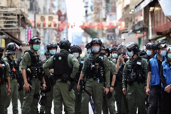 Archivo - Despliegue de la Policía de Hong Kong durante una protesta en 2020