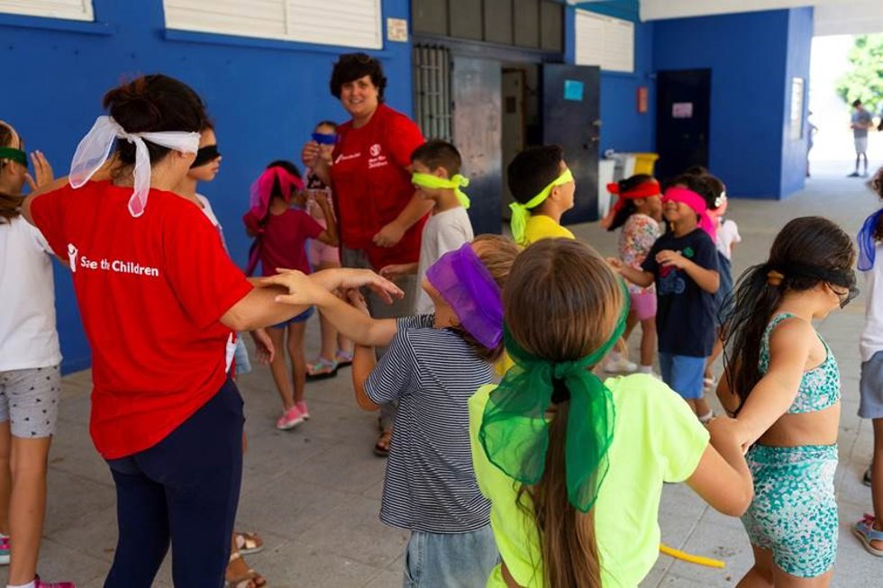 Niños jugando en los campamentos de Save The Children.