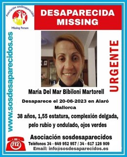 Imagen de la alerta de la desaparición difundida en redes sociales.