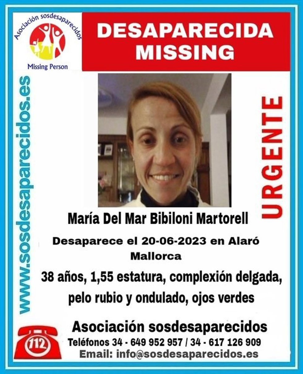 Imagen de la alerta de la desaparición difundida en redes sociales.