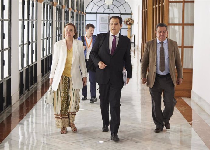 El consejero de Justicia, Administración Local y Función Pública, José Antonio Nieto, por los pasillos del Parlamento de Andalucía
