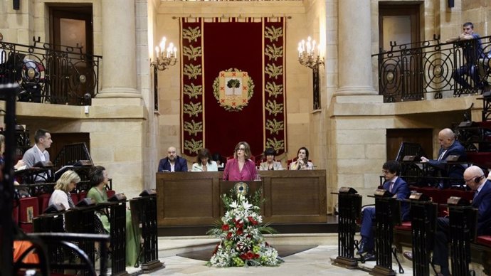 Elixabete Etxanobe en el pleno de investidura de las Juntas Generales de Bizkaia