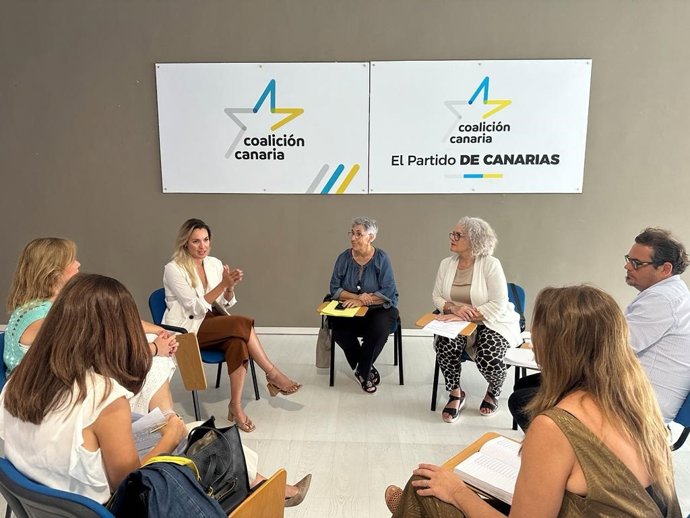 La diputada de CC y candidata a revalidar su escaño en el Congreso de los Diputados María Fernández en una reunión con profesionales de la Abogacía y la Procura