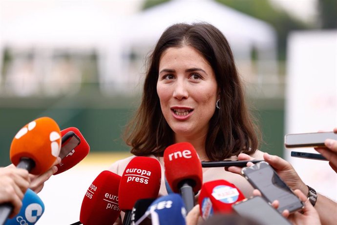 Garbiñe Muguruza, en una rueda de prensa.