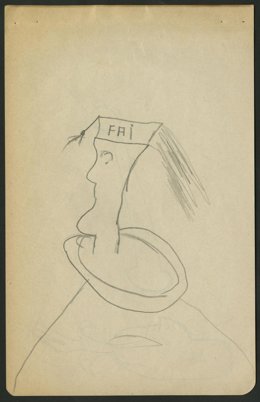 Dibujo 'Retrat d'un milici de la FAI' realizado entre 1936-1937 por Pepita López