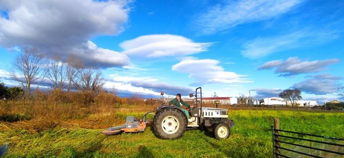 Agricultora en un tractor