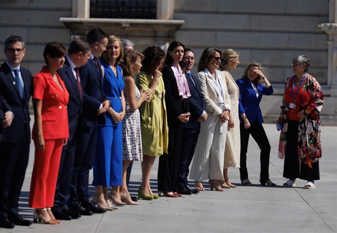 Algunos ministros del Gobierno de España a su llegada a la inauguración de la Presidencia española del Consejo de la Unión Europea, a 3 de julio de 2023, en Madrid (España). 
