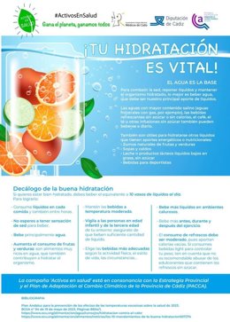 Decálogo de 'La buena hidratación' de Diputación y el Colegio de Médicos