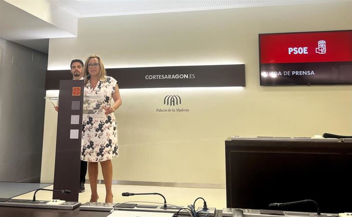 Rueda de prensa del PSOE en las Cortes de Aragón, tras la reunión con la presidenta, Marta Fernández.
