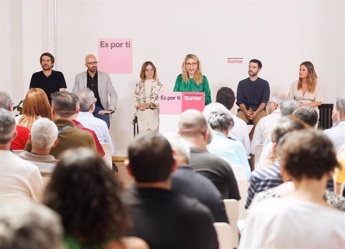 La coordinadora del programa de Sumar, María Eugenia Rodríguez Palop, interviene en la presentación del programa electoral de Sumar para las elecciones generales del próximo 23 de julio, en el Espacio Larra, a 6 de julio de 2023, en Madrid (España). 