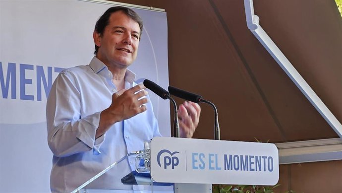 El presidente del Partido Popular de Castilla y León y de la Junta, Alfonso Fernández Mañueco, durante un acto de partido celebrado este jueves en Zamora