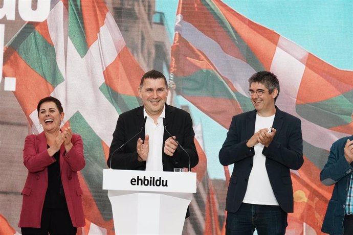 El coordinador de EH Bildu, Arnaldo Otegi, durante el inicio de campaña electoral en Bilbao