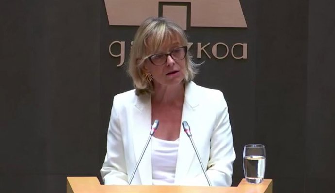 Eider Mendoza en su comparecencia en el Pleno de investidura de las Juntas Generales de Gipuzkoa.