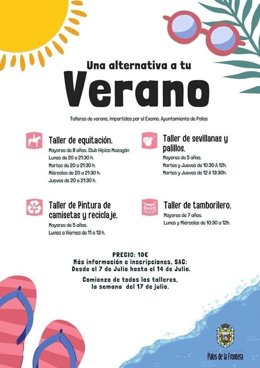 Cartel del programa con los talleres que oferta.