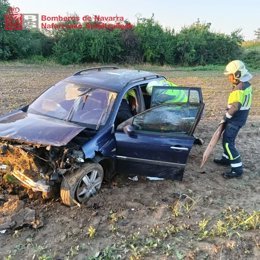 Un herido en una salida de vía en la NA-115 en Peralta.