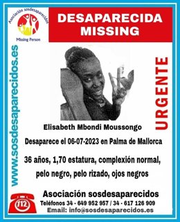 Cartel con la descripción de la desaparecida