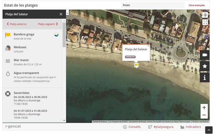 La playa de Saltar de Roses (Girona)