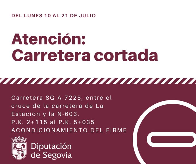 La Diputación de Segovia acondicionará el firme de la carretera entre El Espinar y la N-603 y su acceso a La Estación