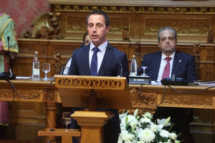 El candidato del PP a la presidencia del Consell de Mallorca, Lloren Galmés, en un momento de su discurso.