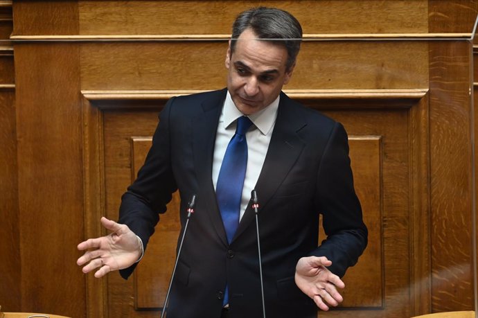 Archivo - December 17, 2022, Athens, Attiki, Greece: Greek Prime Minister Kyriakos Mitsotakis during his speech in Hellenic Parliament.