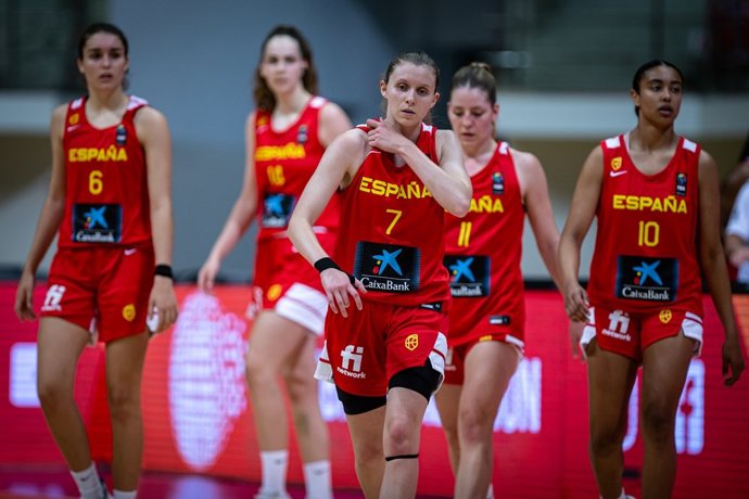 La selección española de baloncesto femenino, durante el Eurobasket sub-18.