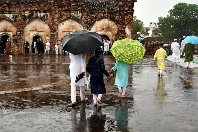 Fuertes lluvias en la ciudad de Delhi, India