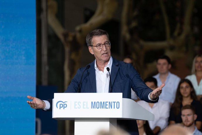 El presidente del Partido Popular y candidato a la Presidencia del Gobierno, Alberto Núñez Feijóo