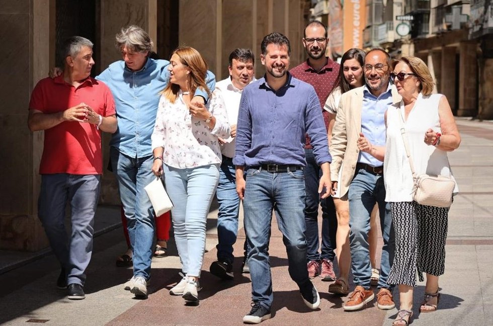 El secretario general del PSOECyL, Luis Tudanca, participa en un acto de campaña en Soria.