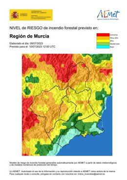 El nivel de riesgo de incendio forestal previsto para este lunes es muy alto en el Noroeste y el Altiplano