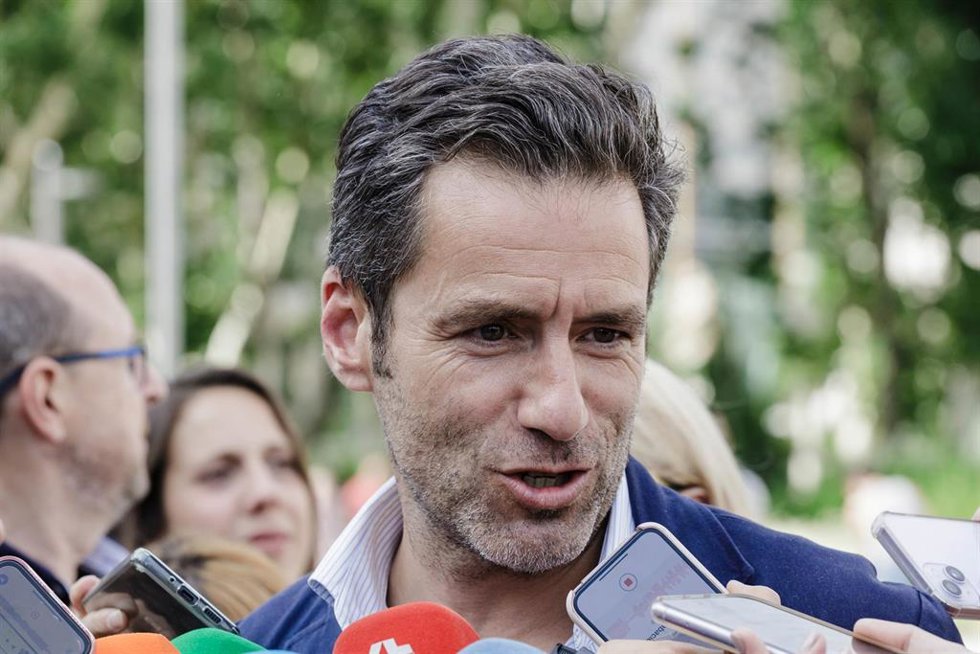 El  portavoz de campaña del PP, Borja Sémper, durante la presentación de la candidatura por Madrid para las elecciones del 23 de julio, en Plaza de España, a 5 de julio de 2023, en Madrid (España).
