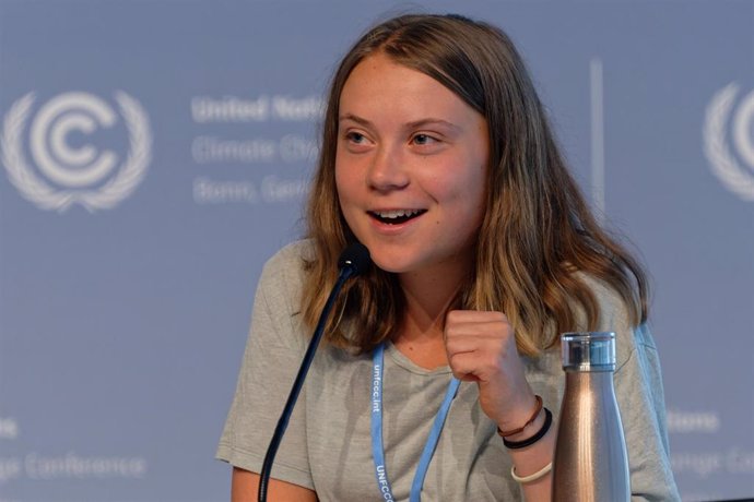 13 June 2023, North Rhine-Westphalia, Bonn: Greta Thunberg, climate activist from Sweden, speaks at a press conference during the UN Climate Change Conference. Photo: Henning Kaiser/dpa