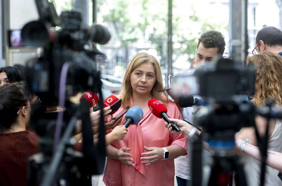 La vicealcaldesa, delegada de Seguridad y Emergencias y portavoz del Ayuntamiento de Madrid, Inmaculada Sanz, ofrece declaraciones a los medios tras una reunión con los concejales presidentes de los 21 distritos de Madrid