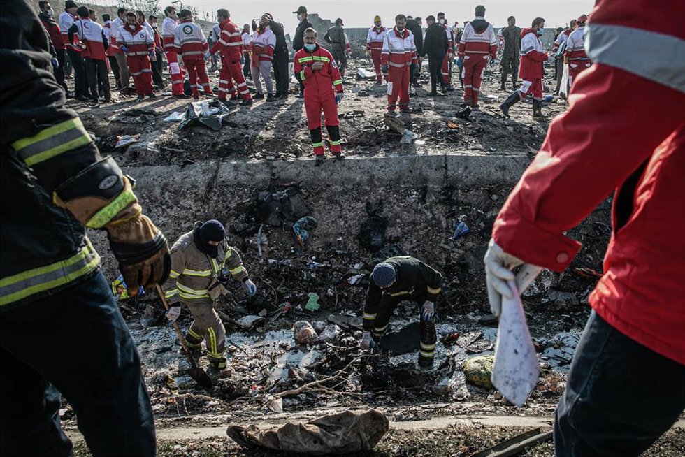 Archivo - Lugar del siniestro de un avión ucraniano derribado por error por Irán tras su despegue desde la capital, Teherán