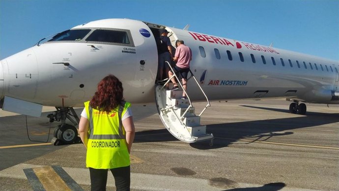 Avión de Air Nostrum en el Aeropuerto de Badajoz.