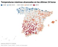 La ola de calor deja desde este lunes máximas de 44ºC y noches tórridas que no bajarán de 25ºC hasta el jueves