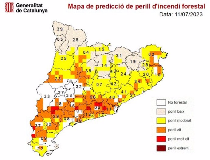 Imagen del mapa de prealerta Infocat