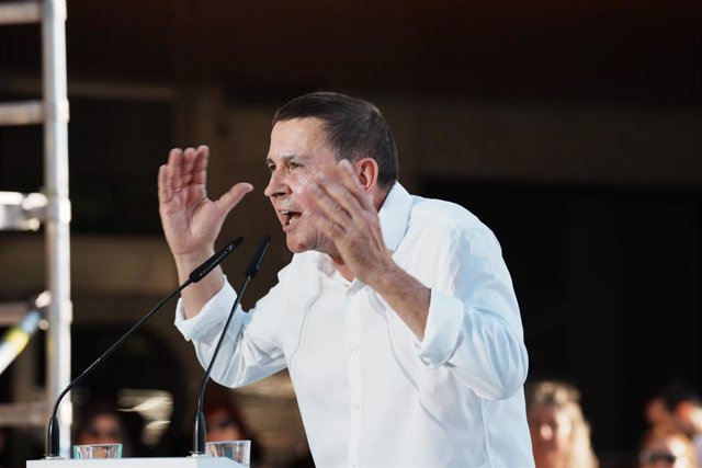 El coordinador de EH Bildu, Arnaldo Otegi, durante un acto electoral