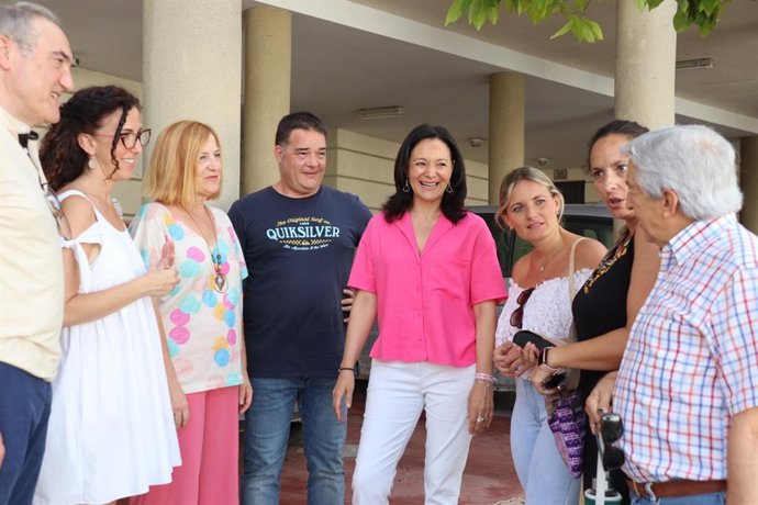 Crespín (centro), en su visita a Palma del Río.