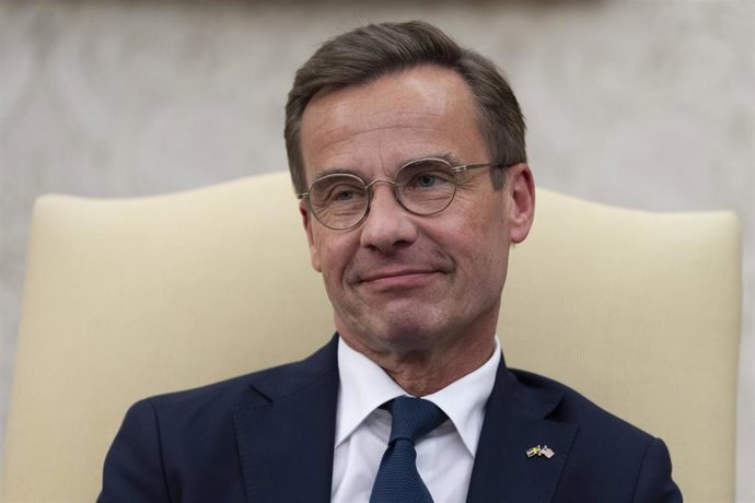 El primer ministro de Suecia, Ulf Kristersson, durante una reunión con el presidente de EEUU, Joe Biden