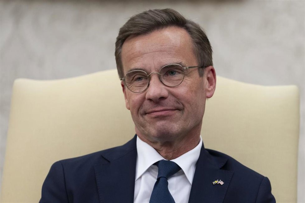 El primer ministro de Suecia, Ulf Kristersson, durante una reunión con el presidente de EEUU, Joe Biden