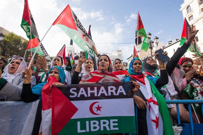 Archivo - November 12, 2022: Madrid, Spain. On the occasion of the 47th anniversary of the Madrid Tripartite Agreements, the annual demonstration in support of the self-determination of the Saharawi people was held. Summoned by the State Coordinator of 