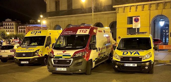 Ambulancias frente al Palacio de Navarra durante las fiestas de San Fermín.