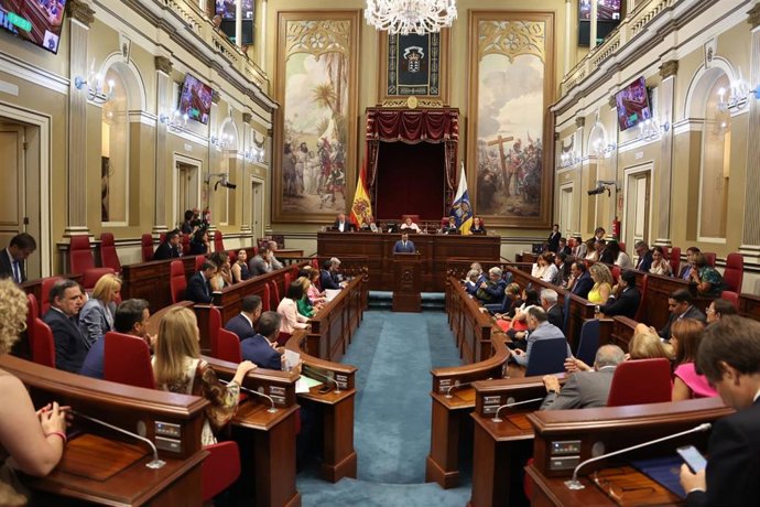 Intervención de Raúl Acosta, portavoz del Grupo Mixto, durante el Pleno del debate de investidura de Fernando Clavijo como presidente del Gobierno de Canarias