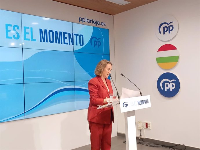 La secretaria general del PP y candidata número 1 al Congreso por La Rioja, Cuca Gamarra, en Logroño