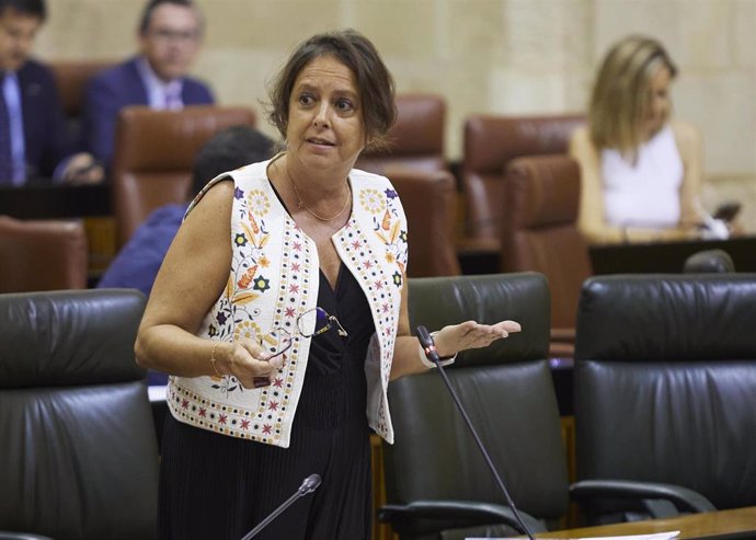 La consejera de Salud y Consumo, Catalina García, en una imagen de archivo de un pleno del Parlamento.