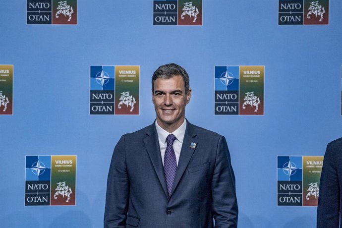 July 11, 2023, Vilnius, Vilnius, Lithuania: Pedro Sanchez,  President of Spain, in the NATO Summit in Vilnius. Lithuania.,Image: 788591577, License: Rights-managed, Restrictions: * France Rights OUT *, Model Release: no, Credit line: Celestino Arce / Zu