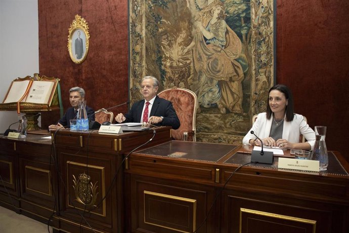 El presidente de la Diputación de Córdoba, Salvador Fuentes (centro), preside el Pleno de la institución.